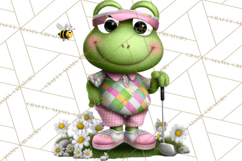 Golfing Frog Turtle Alligator Argyle Clipart PNG Product Image 2