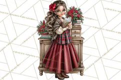 Dark Academia Christmas Clipart Royal Stewart Tartan PNG Product Image 3