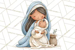 Christmas Nativity Clipart, Watercolor Nativity Scene PNG Product Image 3
