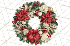Christmas Wreath Clipart PNG, Elegant Holiday Wreaths Product Image 4