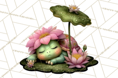Cute Turtle Frog Alligator Pond Animals Clipart PNG Product Image 3
