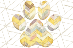 Cat Paw Prints Clipart PNG, Patchwork Kitty Paw Art Product Image 3
