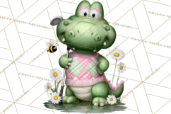 Golfing Frog Turtle Alligator Argyle Clipart PNG Product Image 3