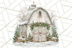 Winter Barn Christmas Clipart PNG, Farmhouse Christmas Product Image 4