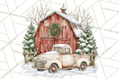 Winter Barn Christmas Clipart PNG, Farmhouse Christmas Product Image 3