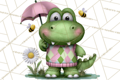 Golfing Frog Turtle Alligator Argyle Clipart PNG Product Image 4