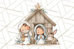 Christmas Nativity Clipart, Watercolor Nativity Scene PNG Product Image 5