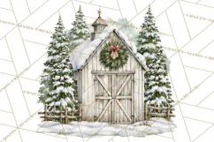 Winter Barn Christmas Clipart PNG, Farmhouse Christmas Product Image 5