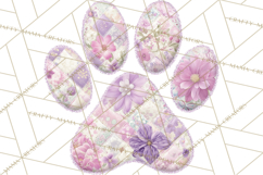 Cat Paw Prints Clipart PNG, Patchwork Kitty Paw Art Product Image 5