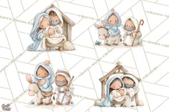 Christmas Nativity Clipart, Watercolor Nativity Scene PNG Product Image 1