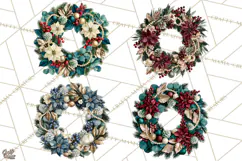 Christmas Wreath Clipart PNG, Elegant Holiday Wreaths Product Image 1