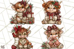 Boutique Christmas Highland Cows PNG Product Image 1
