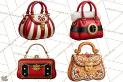 Christmas Handbag Clipart PNG, Holiday Purse Illustrations Product Image 1