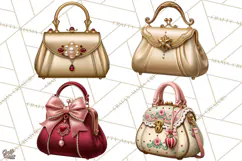Christmas Handbag Clipart PNG, Holiday Purse Illustrations Product Image 1