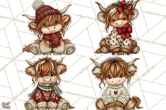 Boutique Christmas Highland Cows PNG Product Image 1