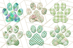 Cat Paw Prints Clipart PNG, Patchwork Kitty Paw Art Product Image 2