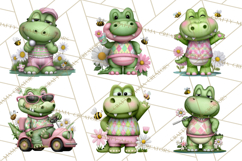 Golfing Frog Turtle Alligator Argyle Clipart PNG Product Image 2