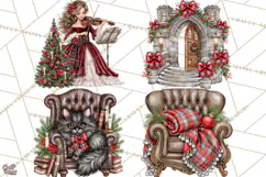 Dark Academia Christmas Clipart Royal Stewart Tartan PNG Product Image 1