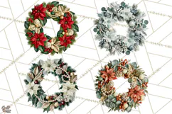 Christmas Wreath Clipart PNG, Elegant Holiday Wreaths Product Image 1