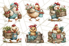 Spring Chickens Gardening Farm Clipart PNG, Chicks Clip Art Product Image 3
