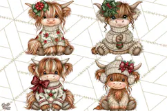 Boutique Christmas Highland Cows PNG Product Image 1