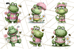 Golfing Frog Turtle Alligator Argyle Clipart PNG Product Image 3