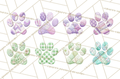 Cat Paw Prints Clipart PNG, Patchwork Kitty Paw Art Product Image 4