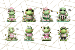 Golfing Frog Turtle Alligator Argyle Clipart PNG Product Image 4