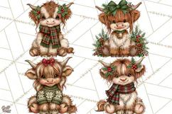 Boutique Christmas Highland Cows PNG Product Image 1