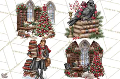 Dark Academia Christmas Clipart Royal Stewart Tartan PNG Product Image 1
