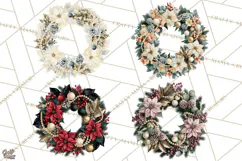 Christmas Wreath Clipart PNG, Elegant Holiday Wreaths Product Image 1