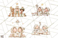 Christmas Nativity Clipart, Watercolor Nativity Scene PNG Product Image 1