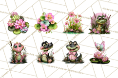 Cute Turtle Frog Alligator Pond Animals Clipart PNG Product Image 12