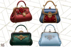 Christmas Handbag Clipart PNG, Holiday Purse Illustrations Product Image 1