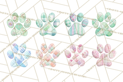 Cat Paw Prints Clipart PNG, Patchwork Kitty Paw Art Product Image 5