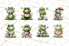 Golfing Frog Turtle Alligator Argyle Clipart PNG Product Image 5