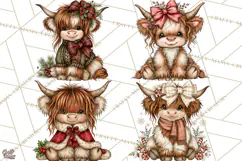 Boutique Christmas Highland Cows PNG Product Image 1