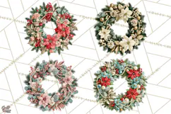 Christmas Wreath Clipart PNG, Elegant Holiday Wreaths Product Image 1