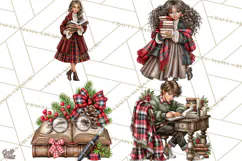 Dark Academia Christmas Clipart Royal Stewart Tartan PNG Product Image 1