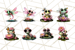 Cute Turtle Frog Alligator Pond Animals Clipart PNG Product Image 5