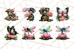 Cute Turtle Frog Alligator Pond Animals Clipart PNG Product Image 6