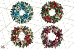 Christmas Wreath Clipart PNG, Elegant Holiday Wreaths Product Image 1