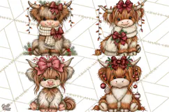 Boutique Christmas Highland Cows PNG Product Image 1