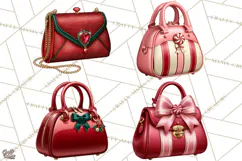 Christmas Handbag Clipart PNG, Holiday Purse Illustrations Product Image 1