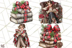 Dark Academia Christmas Clipart Royal Stewart Tartan PNG Product Image 1