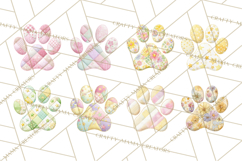 Cat Paw Prints Clipart PNG, Patchwork Kitty Paw Art Product Image 6