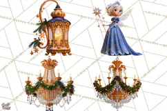Fairy Tale Christmas Clipart, Enchanted Royal Winter Png Product Image 1
