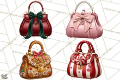 Christmas Handbag Clipart PNG, Holiday Purse Illustrations Product Image 1