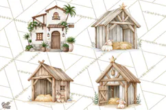 Christmas Nativity Clipart, Watercolor Nativity Scene PNG Product Image 1