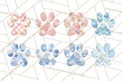 Cat Paw Prints Clipart PNG, Patchwork Kitty Paw Art Product Image 7
